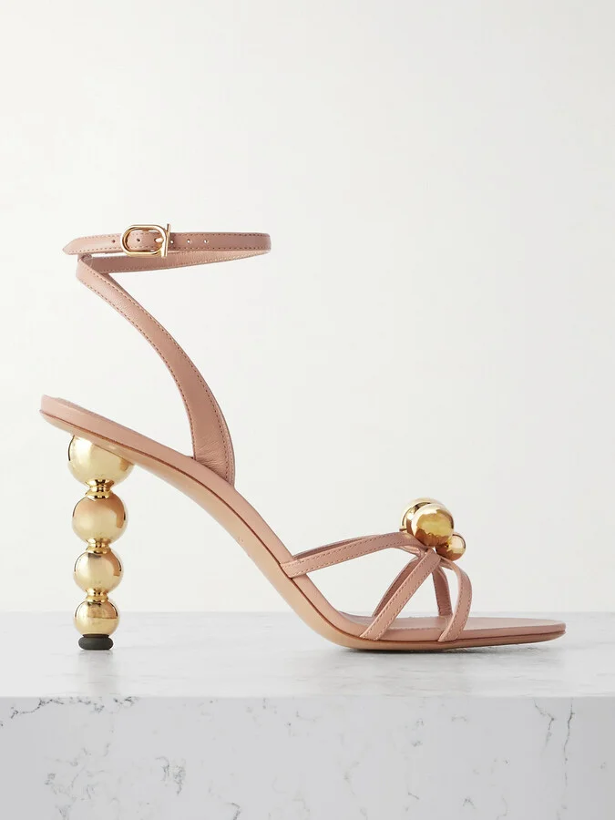 Ferragamo - Karina Embellished Leather Sandals - Neutrals