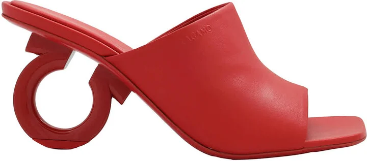 Ferragamo Ladies Red Nappa Astro 70 Elinda Slide Sandals