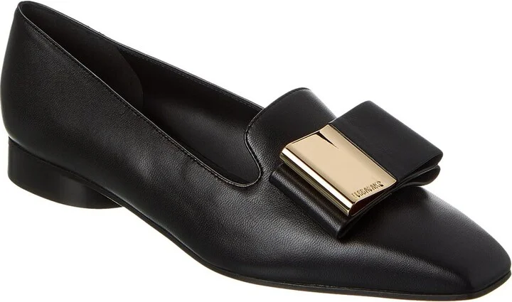 Ferragamo Leda Double-Bow Leather Loafer