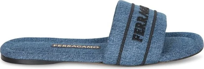 Ferragamo Logo Embossed Slides
