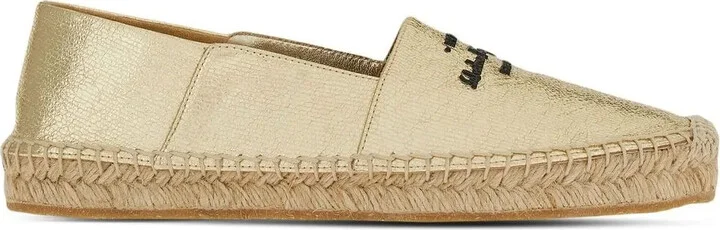 Ferragamo Logo-Embroidered Metallic Espadrilles