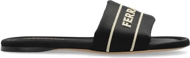 Ferragamo Logo Embroidered Slides