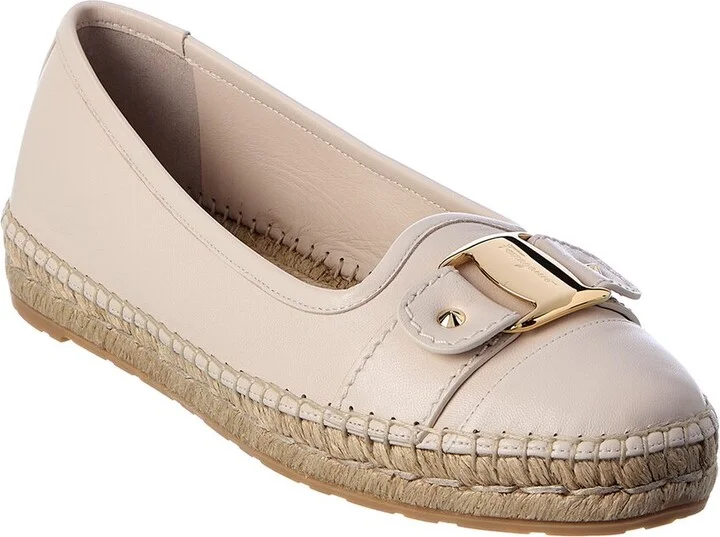 Ferragamo Logo Leather Espadrille