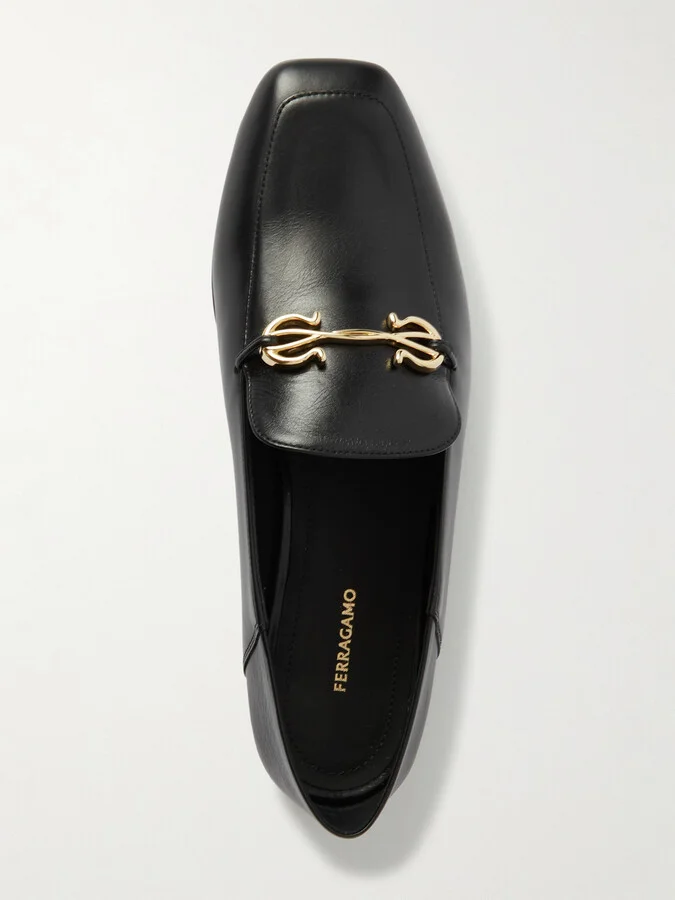 Ferragamo - Louis Collapsible-heel Embellished Leather Loafers - Black - Image 5