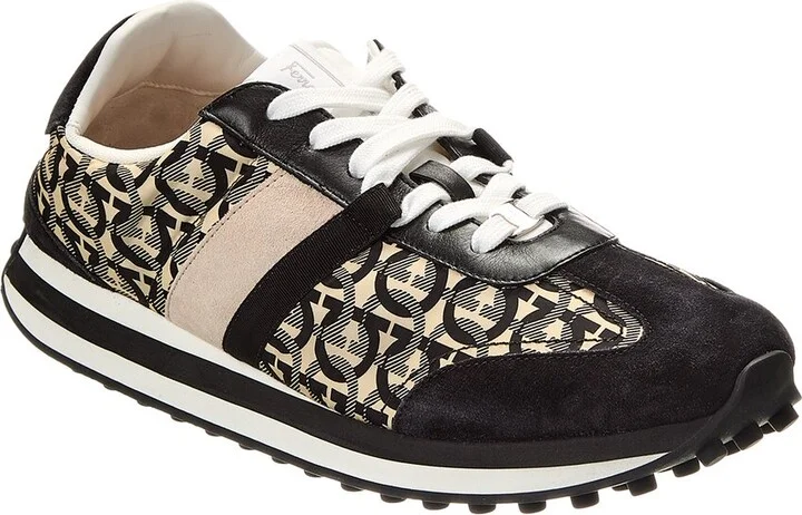 Ferragamo Lulio Tes Dolmias Suede-Trim Sneaker