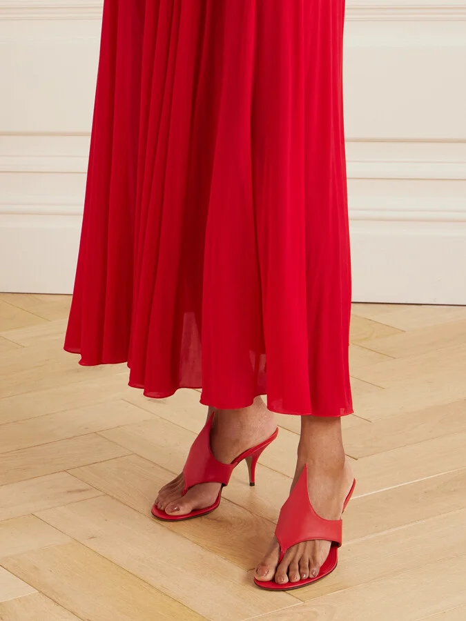 Ferragamo - Lyrai Leather Mules - Red - Image 2