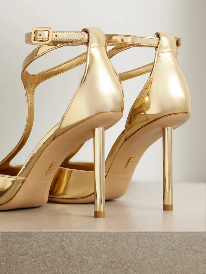 Ferragamo - Lysandra Metallic Patent-leather Pumps - Gold - Image 3
