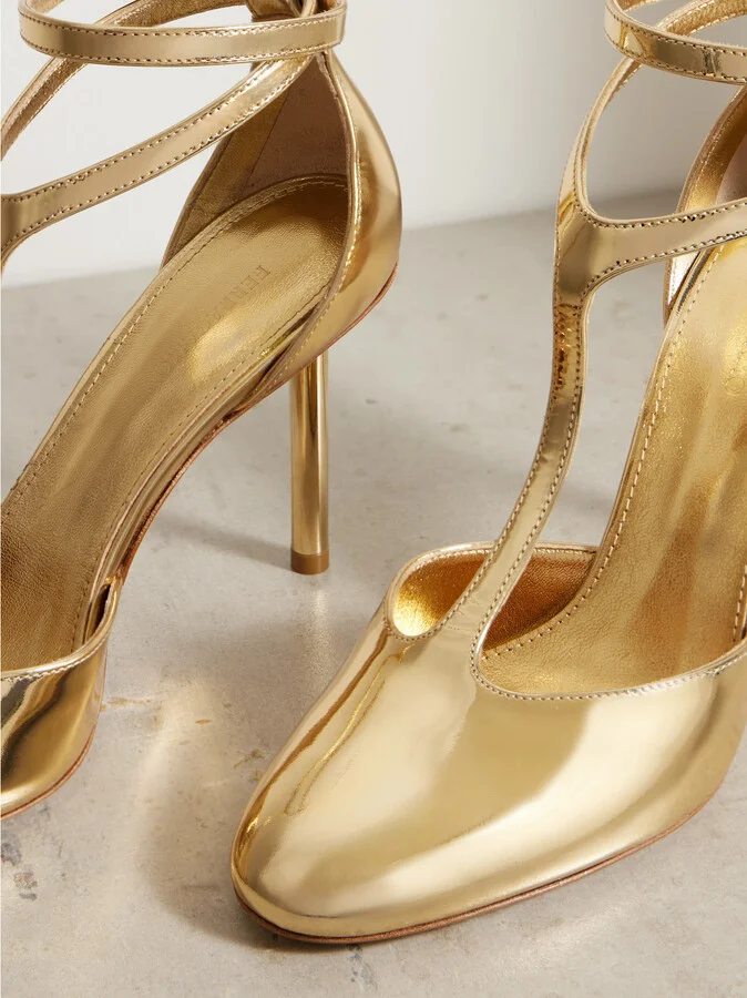 Ferragamo - Lysandra Metallic Patent-leather Pumps - Gold - Image 4