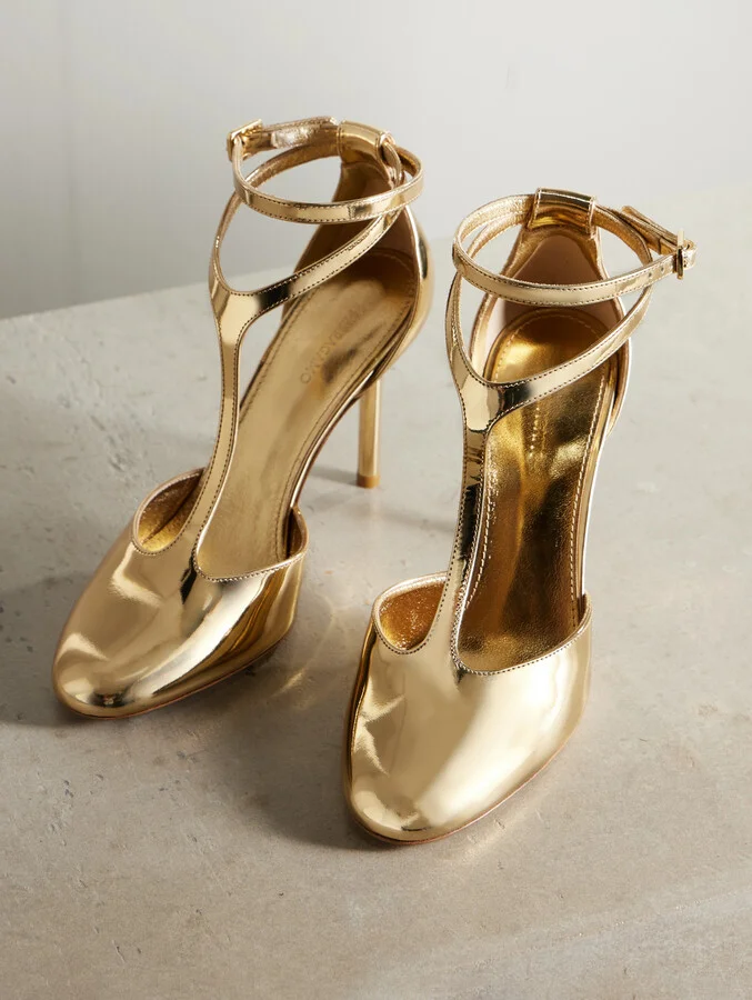 Ferragamo - Lysandra Metallic Patent-leather Pumps - Gold - Image 5