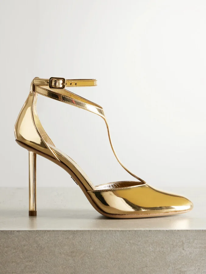 Ferragamo - Lysandra Metallic Patent-leather Pumps - Gold