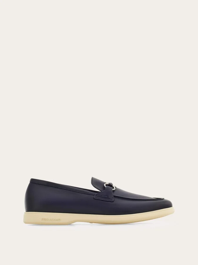Ferragamo Men Casual loafer with Gancini ornament Blue