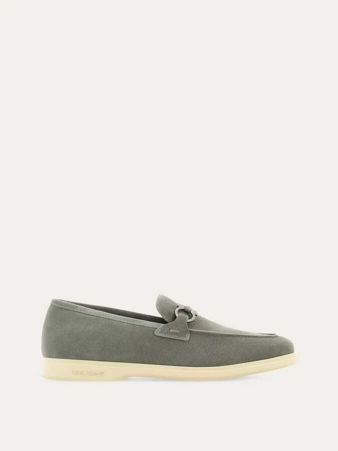 Ferragamo Men Casual loafer with Gancini ornament Grey