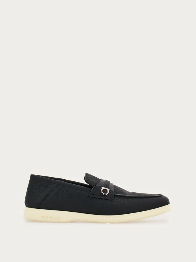 Ferragamo Men Deconstructed loafer with Gancini ornament Black