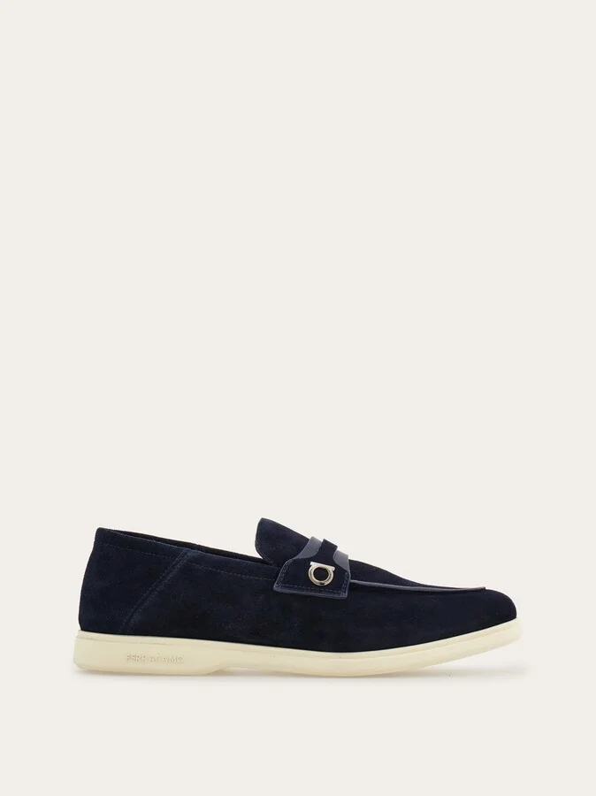 Ferragamo Men Deconstructed loafer with Gancini ornament Blue