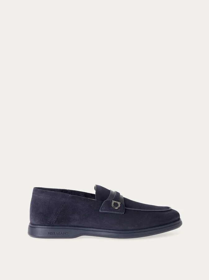 Ferragamo Men Deconstructed loafer with Gancini ornament Blue