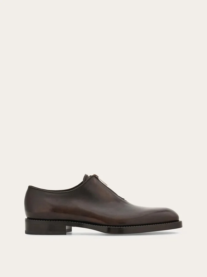 Ferragamo Men Derby shoe with zip detail Brown