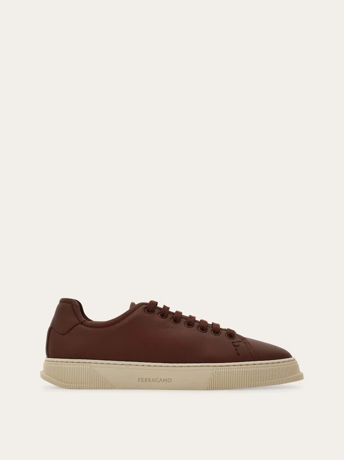 Ferragamo Men Elastic lace sneaker Brown