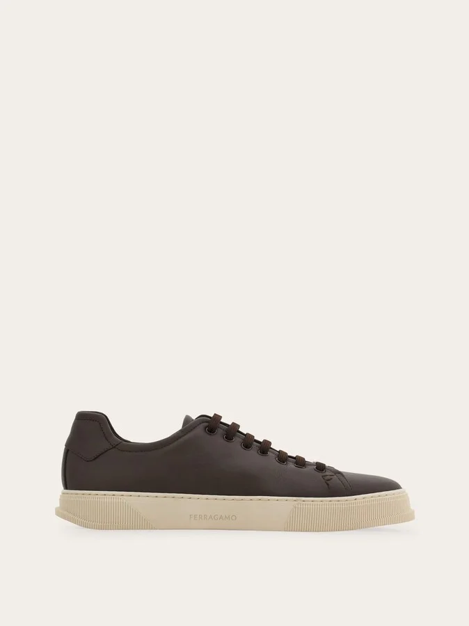 Ferragamo Men Elastic lace sneaker Brown