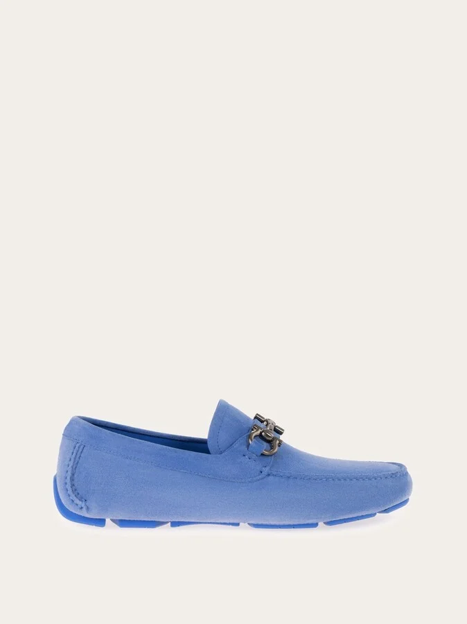 Ferragamo Men Gancini buckle driver Blue