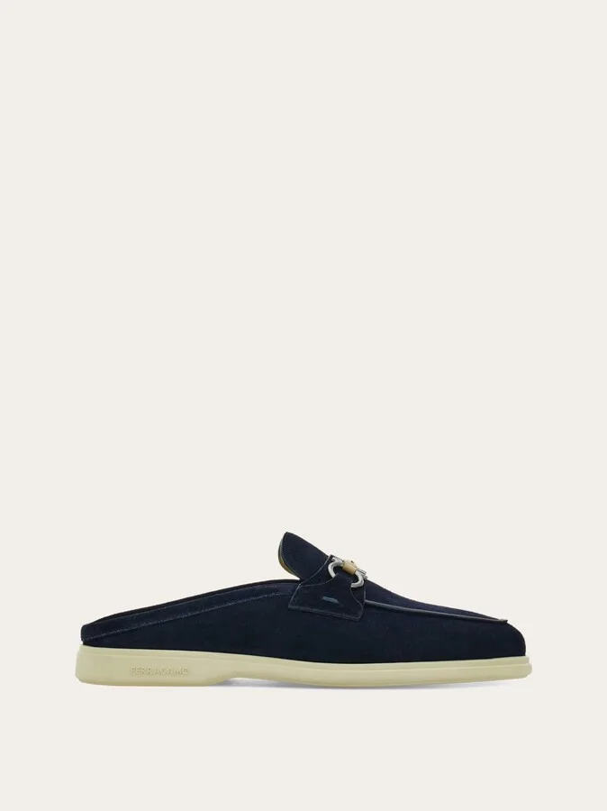 Ferragamo Men Gancini buckle loafer mule Blue