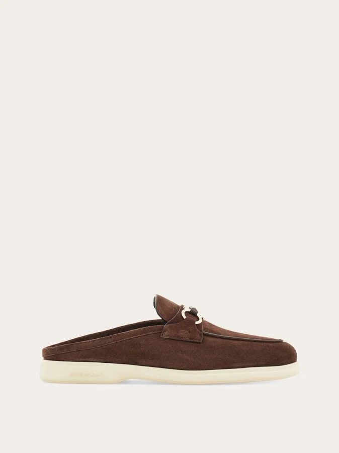 Ferragamo Men Gancini buckle loafer mule Brown