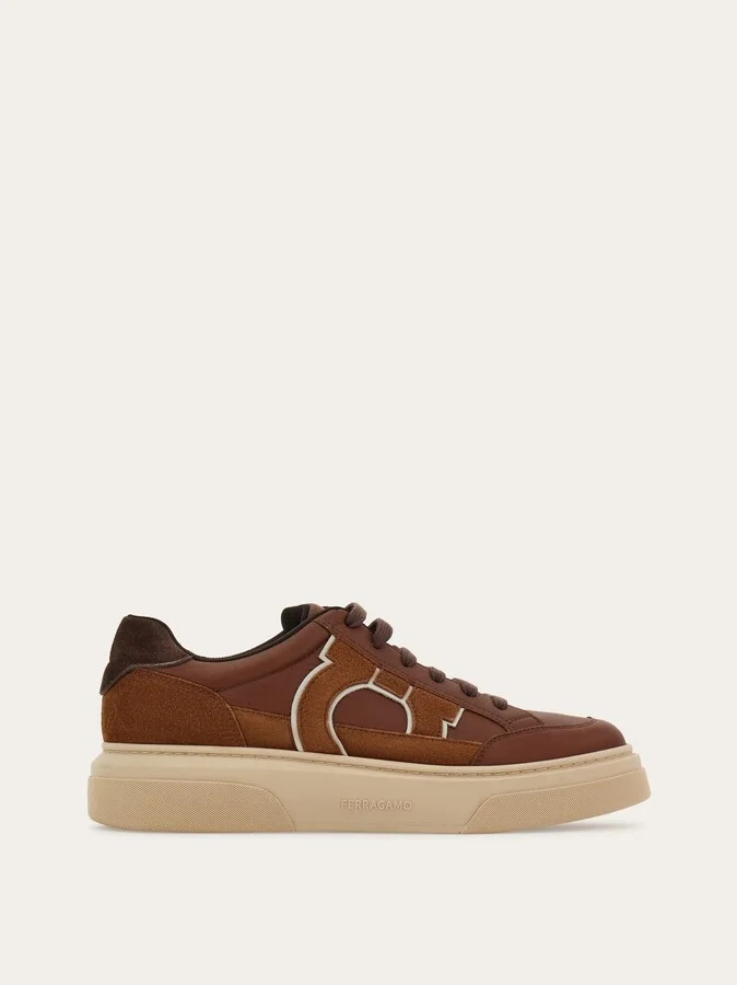 Ferragamo Men Gancini low-top sneaker Brown