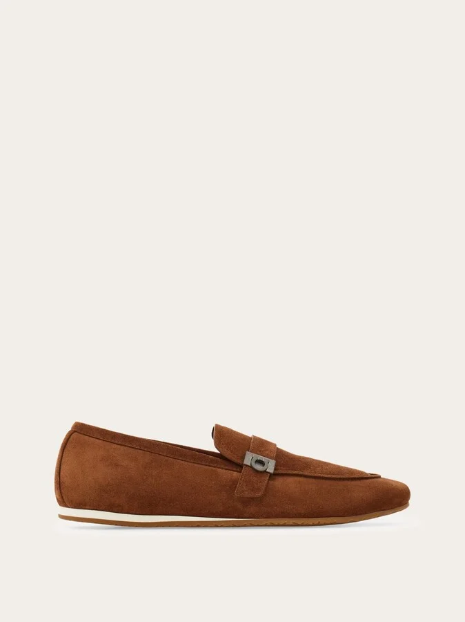 Ferragamo Men Hug buckle loafer Brown