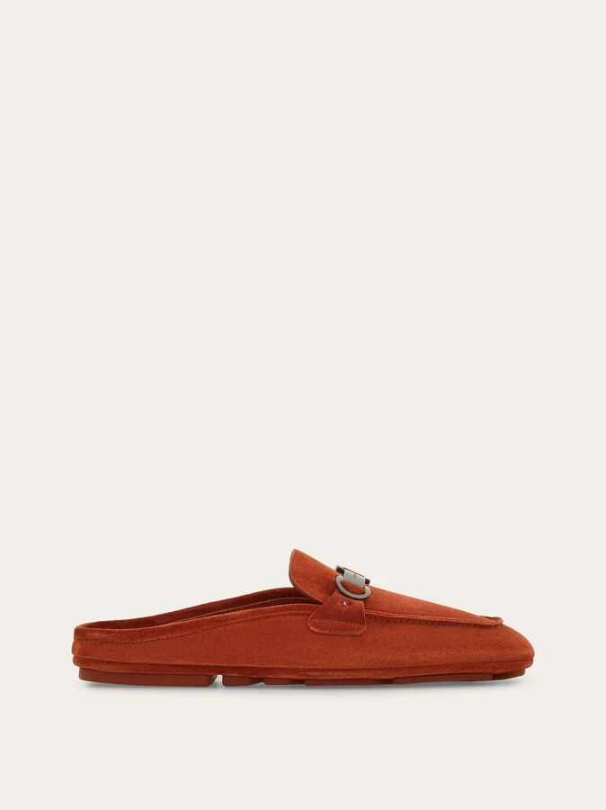 Ferragamo Men Loafer mule with Gancini ornament Red