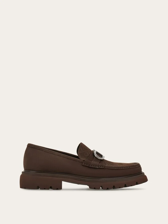 Ferragamo Men Loafer with Gancini ornament Brown
