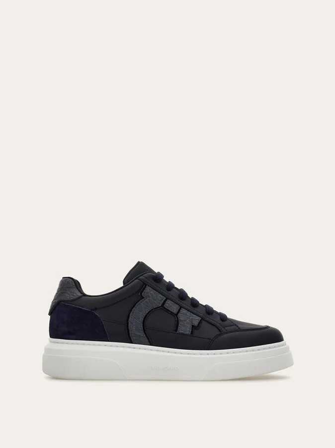 Ferragamo Men Low-top sneaker with Gancini detail Blue