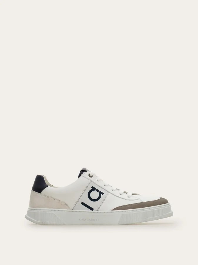 Ferragamo Men Low-top sneaker with Gancini detail Grey