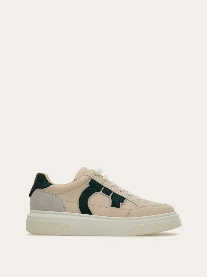 Ferragamo Men Low-top sneaker with Gancini detail White