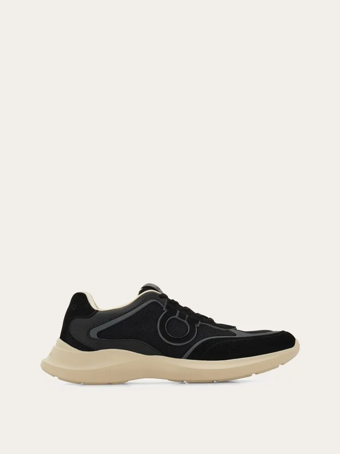 Ferragamo Men Low top sneaker with Gancini ornament Black