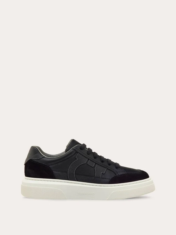 Ferragamo Men Low top sneaker with Gancini ornament Black