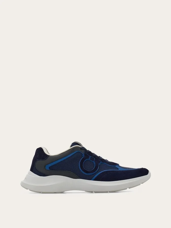 Ferragamo Men Low top sneaker with Gancini ornament Blue