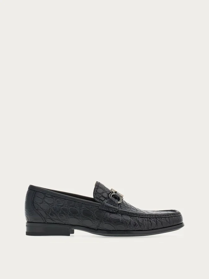Ferragamo Men Moccasin with Gancini ornament Black