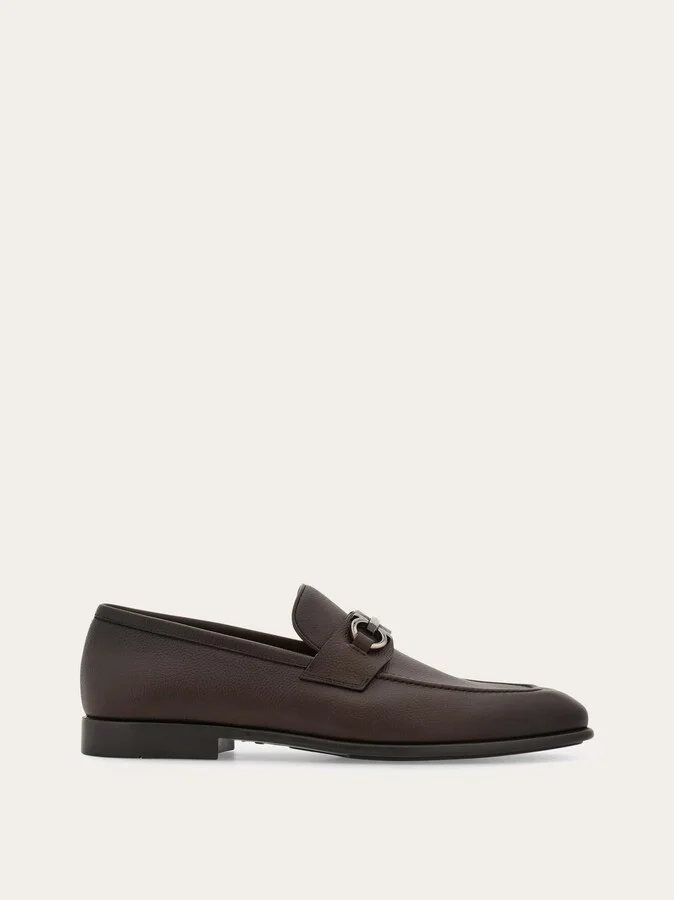 Ferragamo Men Moccasin with Gancini ornament Brown