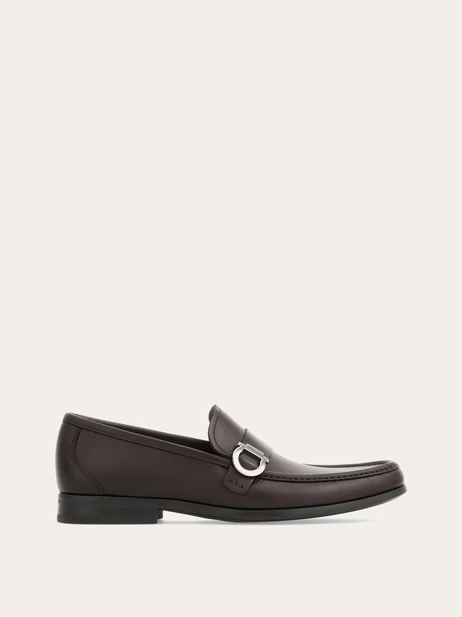 Ferragamo Men Moccasin with Gancini ornament Brown