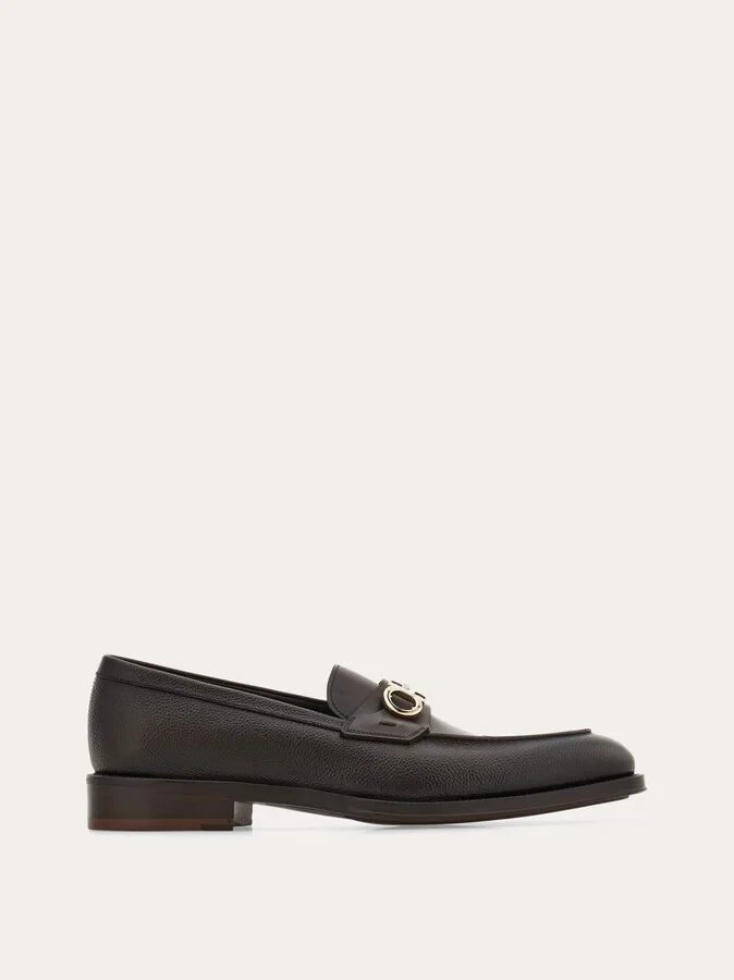 Ferragamo Men Moccasin with Gancini ornament Brown