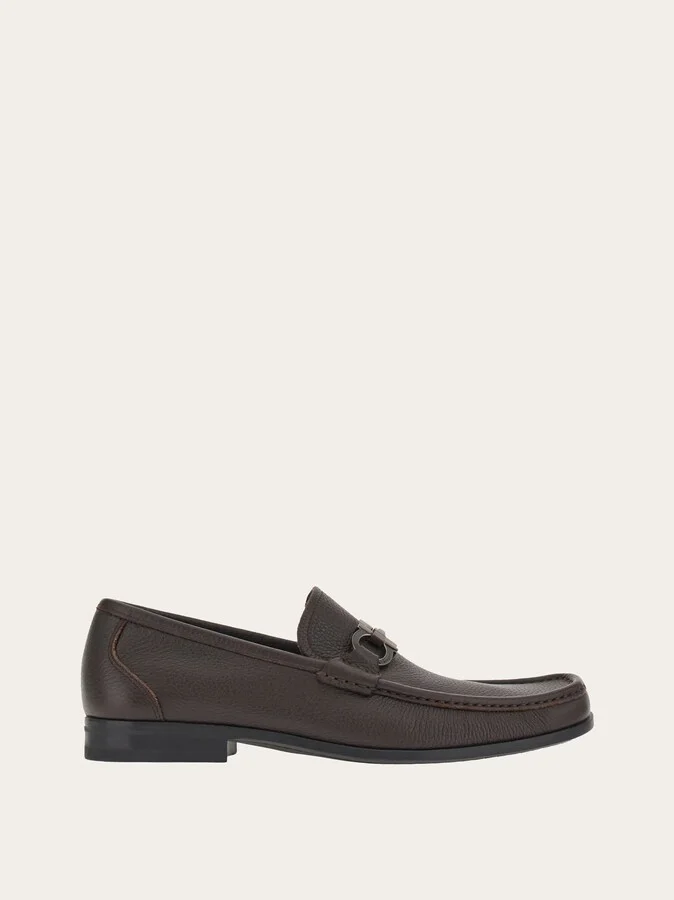 Ferragamo Men Moccasin with Gancini ornament Brown