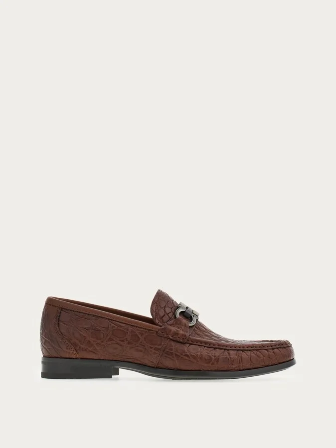 Ferragamo Men Moccasin with Gancini ornament Brown