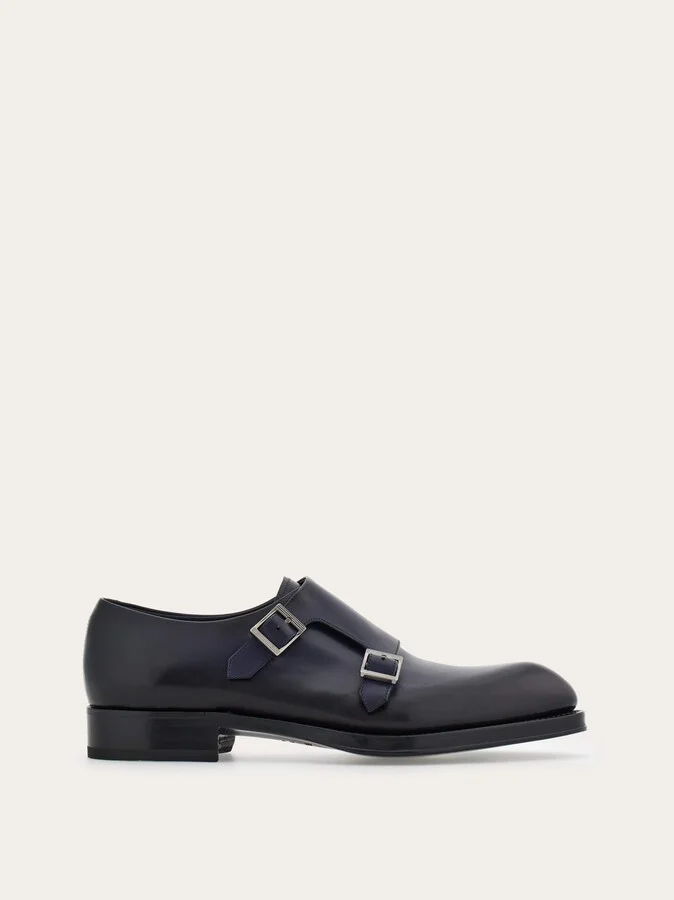 Ferragamo Men Tramezza Double monkstrap Blue