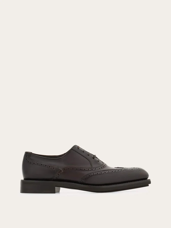 Ferragamo Men Tramezza Oxford Brogue Brown