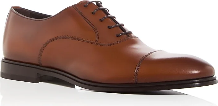 Ferragamo Men's Boston Leather Cap Toe Oxfords
