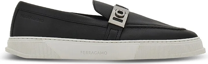 Ferragamo Men's Brad Hybrid Leather Sneaker with Hug Buckle