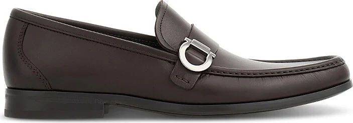 Ferragamo Men's Caspian Gancio Leather Loafers