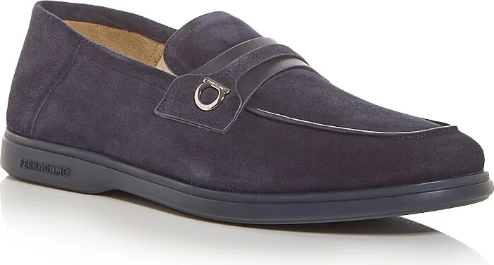 Ferragamo Men's Drame Suede Gancini Loafers
