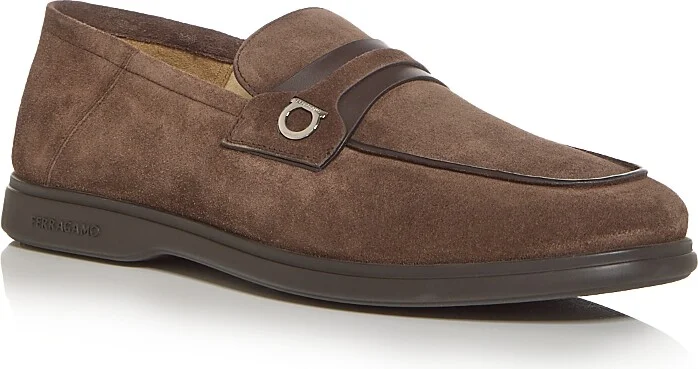 Ferragamo Men's Drame Suede Gancini Loafers