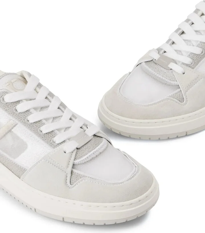 Ferragamo Mesh Suede Lace-Up Sneakers