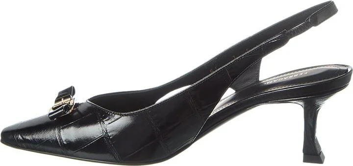 Ferragamo Mini Bow Zarula Croc-Embossed Leather Slingback Pump - Image 2